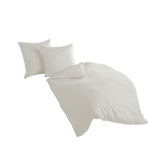 Bierbaum hochwertige Uni Fein Biber Bettwäsche 3 tlg. 240x220cm einfarbig...