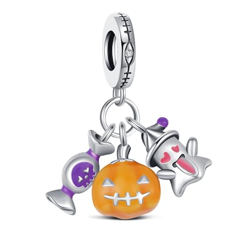 KEQ Halloween Charms for Pandora Bracelets 925 Sterling Silver Charms DIY Necklaces Party Halloween Gifts