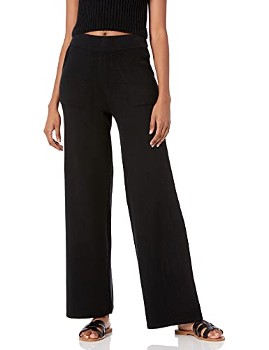 The Drop Women's Cynthia Cotton Blend Wide Leg Sweater Pant, Black, S