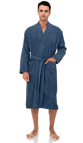 TowelSelections Mens Robe 100% Cotton Terry Cloth Towel Bathrobe Calf Length Shower Bath Robe for Men