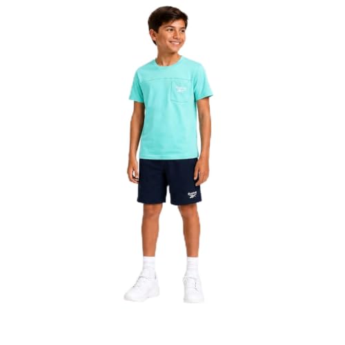 Image of Reebok Boys Athletic Shorts Set - 2 Piece Summer Clothes Outfit with Graphic Tee and Boys Basketball Shorts for Active Kids