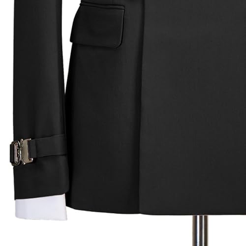 Image of Men's 2 Piece Suit with Metal Clasp Slim Fit Suit Stylish Business Pants Casual Wedding Grooms Tuxedo Suit