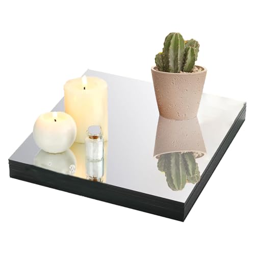 Image of 5 Pack 12 x12 Inch Acrylic Mirror Sheet, 1 /8 Inch Thick Opaque Glossy Mirror, Plexiglass Mirror Sheets with Protective Film, Rigid Mirror Acrylic Sheets for Sawing, DIY, Laser Cutting and Engraving