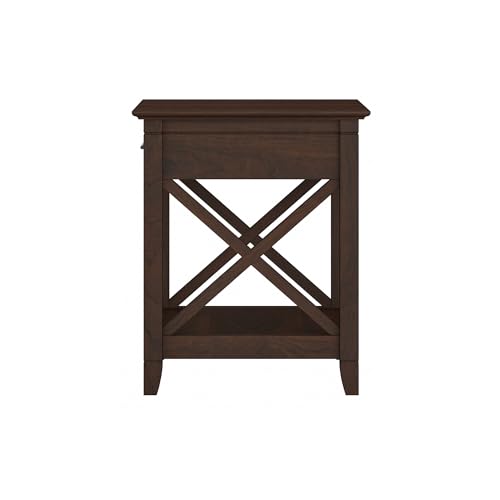 Bush Home End Table with Drawer, Nightstand with Storage, Living Room and Bedroom Furniture, Key West Collection, Bing Cherry