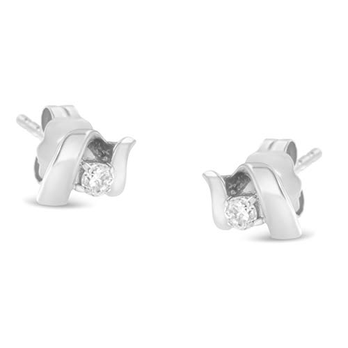 Espira Sterling Silver Round Cut Diamond Fashion Earrings (0.10 cttw, I-J Color, I2-I3 Clarity)
