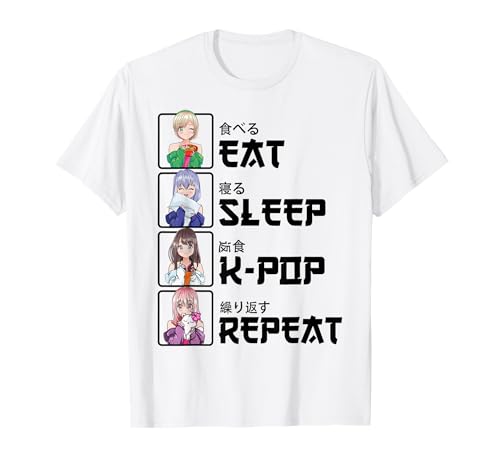 Eat Sleep K-Pop Repeat Regalo de Anime Kawaii de Pop Coreano Camiseta