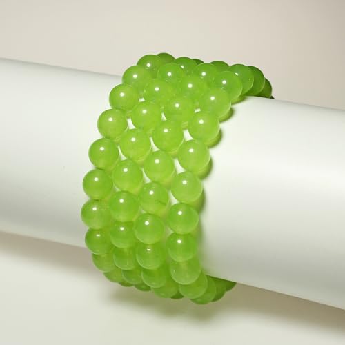 MJDCB Stone Beads 6mm 60pcs Round Fruit Green Jade Loose Gemstone Bead Charms for Jewelry Making Bracelet Necklace Earring Pendant