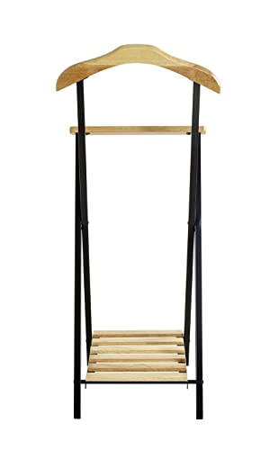 HAKU Möbel Herrendiener Natur, schwarz, Massivholz, Metall - Maße: B 45 cm x H 110 cm x T 45 cm, Style: Traditional