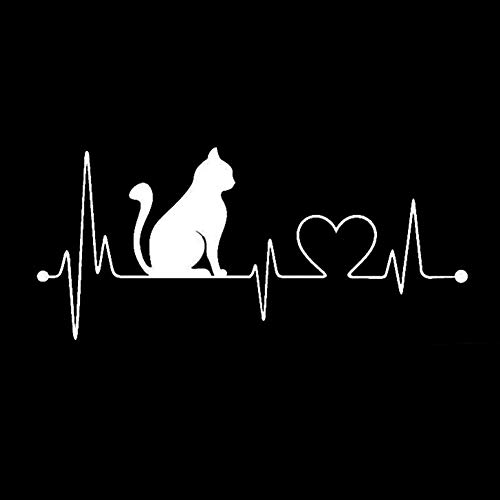 Porfeet Autocollant De Voiture, Beau Chat électrocardiogramme Voiture Véhicule Autocollants Réfléchissants Décoration D'autocollant Argent Blanc Taille...