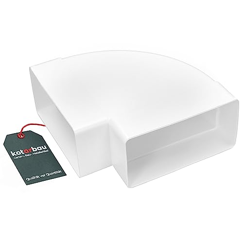 KOTARBAU® Umlenkstück 110 mm x 55 mm Horizontales 90° Kanalbogen Kanalverbinder Eckig Flachkanal Abluft Zuluft Kunststoff Winkel Luftkanal Weiß
