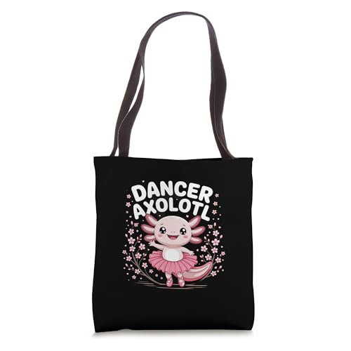 Bolso tote de axolotl bailarín con tutú rosa, diseño kawaii para niños miniatura 1