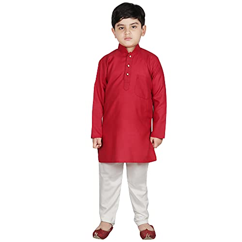 Image of SG YUVRAJ Raw Silk Kurta Set for Boys