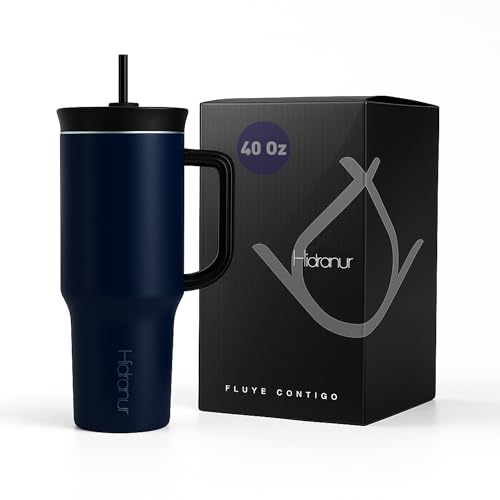 Catálogo de Termo azul los mejores 10. 41 Hidranur Termo con Asa y Popote, Termo para Café de Acero Inoxidable, Tapa Hermética Antifugas, Mantiene Bebidas Calientes y Frías, Taza para Agua y Café, Botella de Viaje...