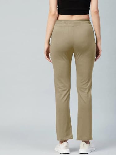 Image of Pinkmint Women Cotton Track Pants with Both Side Pockets | Elastic Waist & Drawstring | Regular Fit | Lounge, Gym & Casual Wear