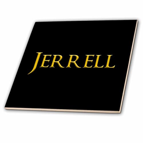 8 Inch Glass Tile - Jerrell Common Baby boy Name in America. Yellow on Black Gift, Charm Alexis Design - Popular Male Names in USA