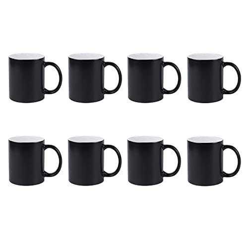 Nubaka Color Changing Sublimation Mugs, Black Sublimation Mugs, Porcelain Black Coated Magic Mugs Classic Drinking Cups, Mugs for Cappuccino, Espresso, Latte, Milk, Tea, Mug DIY Giftsï¼ŒSet of 8