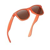 Pluxmooc Sunglasses for Men Womens,Trendy Designer Sun Glasses Orange Frame,TAC Polarized UV Protection Coffee Color Lens for Vacation