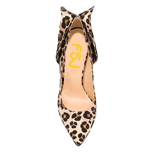 FSJ Women Retro Pointed Toe Slip on Comfort High Thin Heel Satin Pumps Stiletto Dress Office Party Shoes Size 4-15 M US4