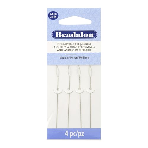 Beadalon Collapsible Eye Beading Needles Medium 0.36 mm / .014 inches Diameter 2.5 inches Length 4 pc