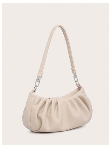 SweatyRocks Black Shoulder Bag for Women PU Leather Small Clutch Purese Ruched Trendy Hobo Bags Handbag2