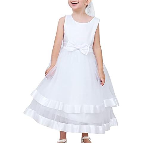 Sunny Fashion Girls Sleeveless White Ball Gown Cover