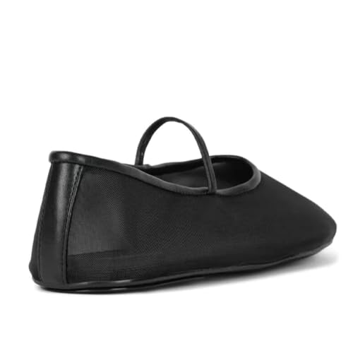 Mesh Ballet Flats for Women Ballerina Mary Janes Flats Embroidered Floral Nude Round Toe Pumps Comfortable Casual Shoes2