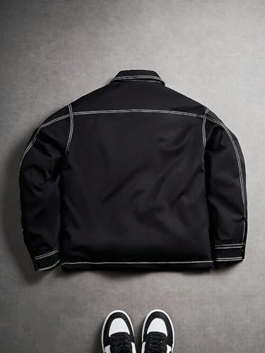 Men's Trendy Workwear Jacket With Buttoned Collar, Multi-Pocket Design, Casual Outdoor Streetwear4