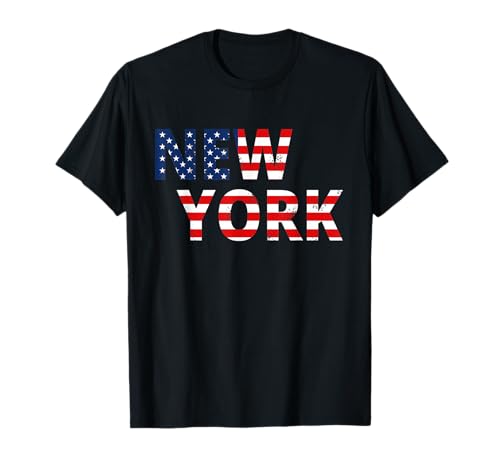 Camiseta vintage de Nueva York con bandera de Estados Unidos y América del Norte Camiseta