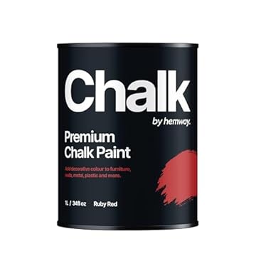 Hemway - Premium Chalk Paint - Ruby Red 1 L | Chalky Matt Shabby Chic Finish For Interior Furniture & Walls | Quick Dry & 1 Coat