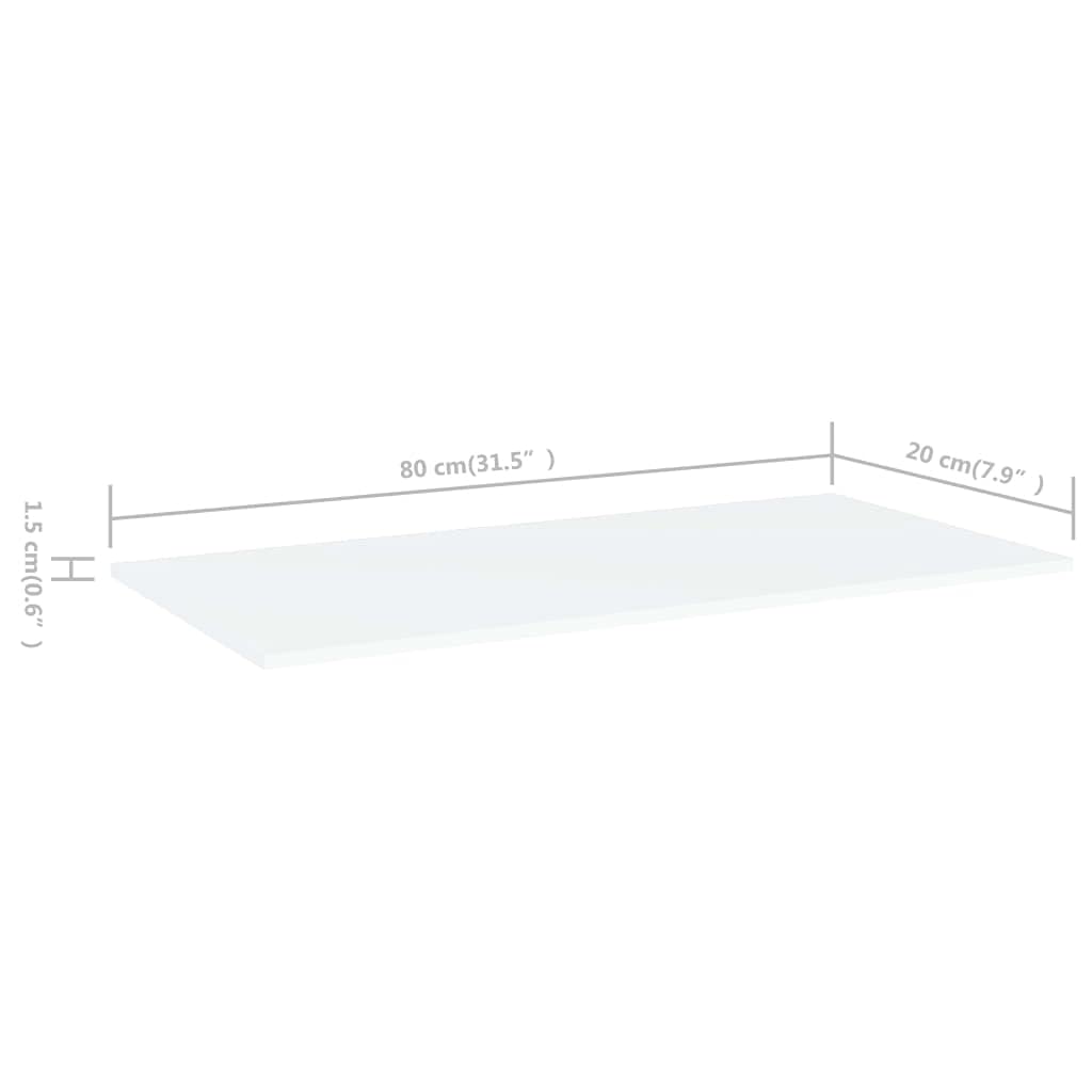 Bücherregal Bretter Weiß Holzwerkstoff 80x20x1,5 cm 4 Stück Regalsystem Wand Regalboden zur Aufbewahrung und Ordnung in Wohnzimmer Schlafzimmer Büro und Küche