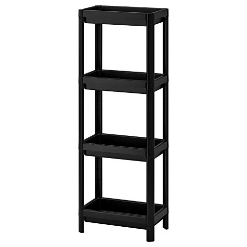 New Vesken Shelving Unit, Bathroom, Kitchen, Office, School Room Storage [4 Tier Black]