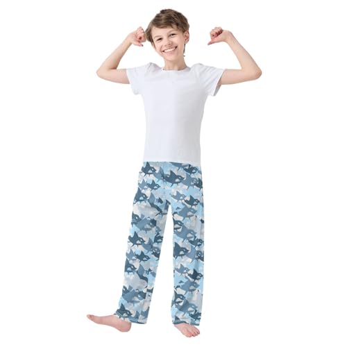 Boys' Pants Shark Fish Blue Long Bottoms Jogger Pants Elastic Waist Trousers with Pockets S-XL2