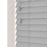 New Edge Blinds Custom Made To Measure Fine Grain Faux Wooden Venetian Blinds with strings (50mm Slats) (Dove Grey, Up To 240cm (Width) x Up To 120cm (Drop))