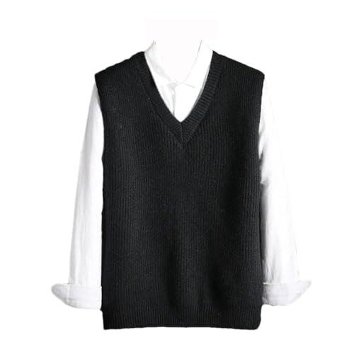 Men’S Outdoor V-Neck Sweater Vest Thick Knit Sleeveless Pullover Waistcoat
