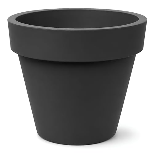 Tera - Maceta Grande de Resina estándar One, para Exterior e Interior, técnica rotacional, macetas para Plantas y árboles, Resistente a los Rayos UV, Resistente a Las heladas, (Antracita, 50 cm)