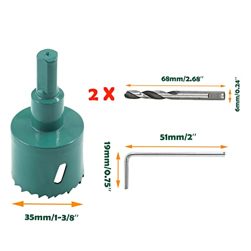 Image of 1-3 /8 Inch / 35mm Hole Saw with Arbor, 1.375 Inch Hole Saw HSS Bi-Metal Hole Cutter Smoothly Cutting in Cornhole Boards, Plastic, Wood, Fiberboard, Drywall
