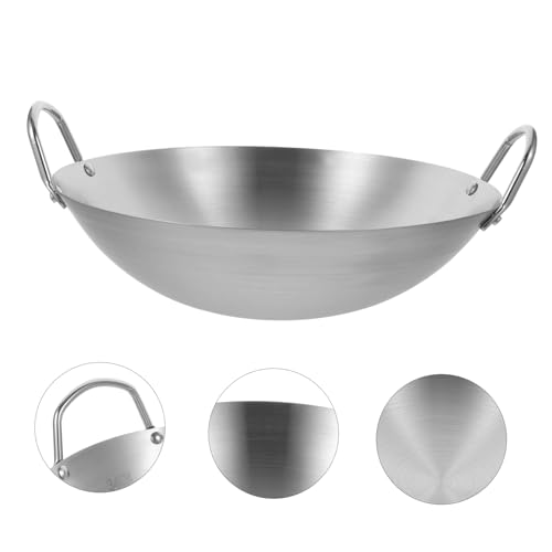 Wok de acero inoxidable con doble asa para estufas eléctricas y a gas miniatura 7