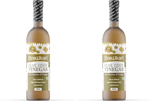 Image of Brewkart Olive Vinegar (Jaitun Ka Sirka) with Mother 500ml - Unfiltered, Raw, Natural, Ideal for Salads & Detox (Pack of 2)