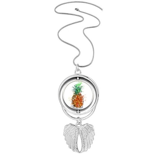 Collier ailes d'ange et fruits tropicaux orange en émail