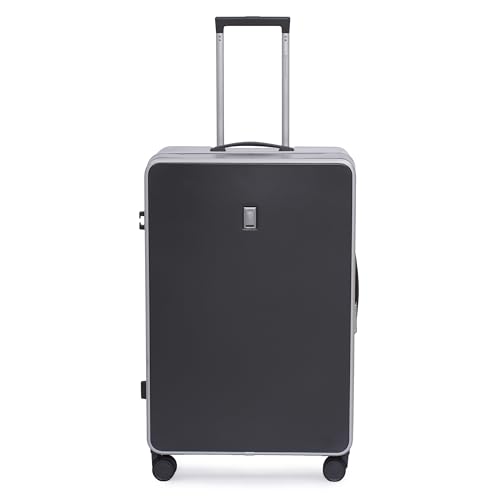 Image of Swiss Military Black Gold Collection Lorenzo 75cm Hard Check-in Luggage Trolley Suitcase with Secure Aluminium Frame with Anti-Theft Closure, 360 Wheel-Ideal for International Travel (105L) Dark Grey