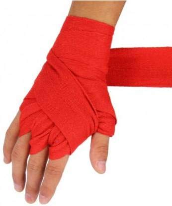 CORSO Elastic Cotton Hand Wraps/Fist Protector/Hand, Wrist & Knuckle Protection for Boxing & Punching - Great for MMA, Muay Thai, Kickboxing, Martial Arts Training (RED)