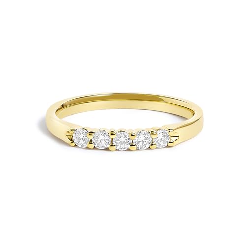 14K Yellow Gold 1/4 CttwDiamond 5 Stone Band Ring - Size 6.5
