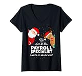 Photo Gallery donna be nice to payroll specialist babbo natale sta guardando natale maglietta con collo a v Photo Gallery donna be nice to payroll specialist babbo natale sta guardando natale maglietta con collo a v