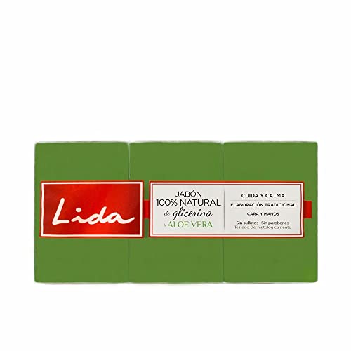 Lida Jabón 100% Natural Glicerina y Aloe Vera - 3 Unidades