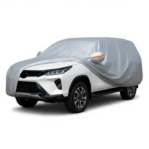 Image of myTVS 100% Waterproof Car Body Cover for Toyota Fortuner Legender - Custom-Fit, Double-Layer, UV & Dust Proof, Mirror Pockets & Elastic Clip Lock (CSK 11)