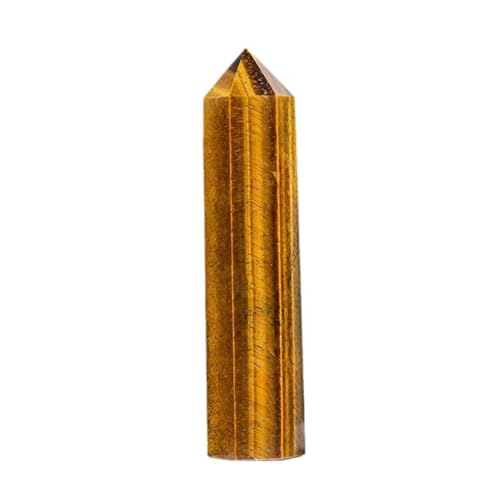 Crystal Tiger Eye Stone Hexagonal Column Single Pointed Polished Home Furnishings,9~10cm