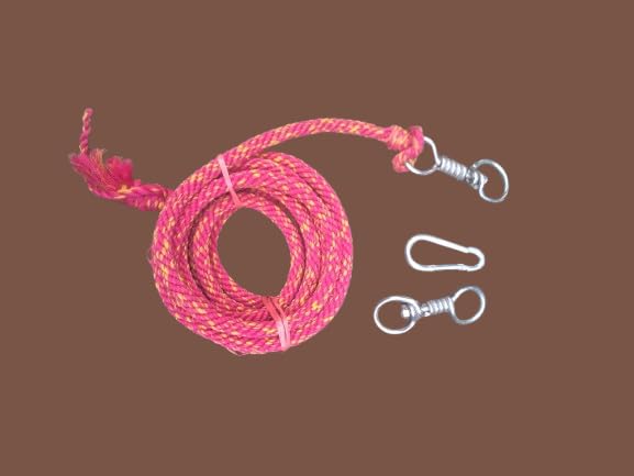 Heavy Duty Cotton Animal Rope, 160 cm Length with Rotating Swivel Hooks and S-Hook, Pink Braided Farm Rope for Cows, Goats and Dogs-image-43