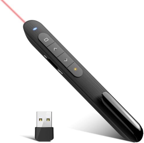 Puntero inalámbrico para presentador, rango de control de 300 pies, controlador PowerPoint RF de 2.4 GHz para Windows, Mac OS, Linux con hipervínculo y control de volumen
