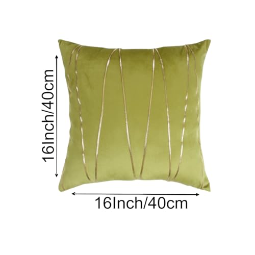 Image of Amazon Brand - Umi Gold Leather Striped Pack of 2 Throw Pillow Covers Velvet Decorative Cushion Covers Cases for Sofa Bedroom Livingroom Car 16 x 16 inch in Green Color