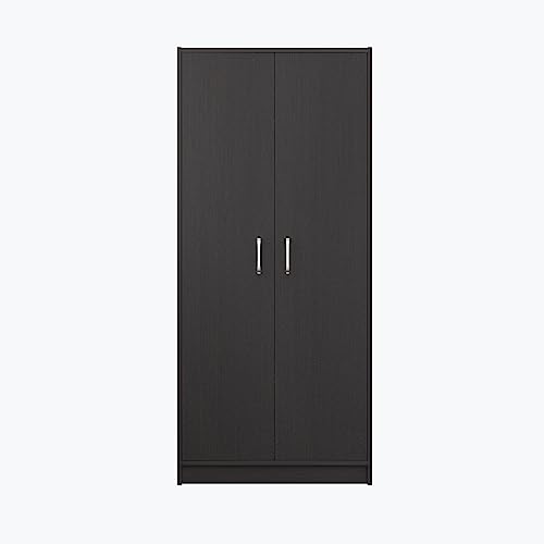 Image of VIKI Wardrobe | Wooden Almirah for Clothes,Door for Bedroom, 2 Door Wardrobe with Door & Hanging Space (Dark Wenge - 40D x 80W x 180H) | 1 Year Warranty